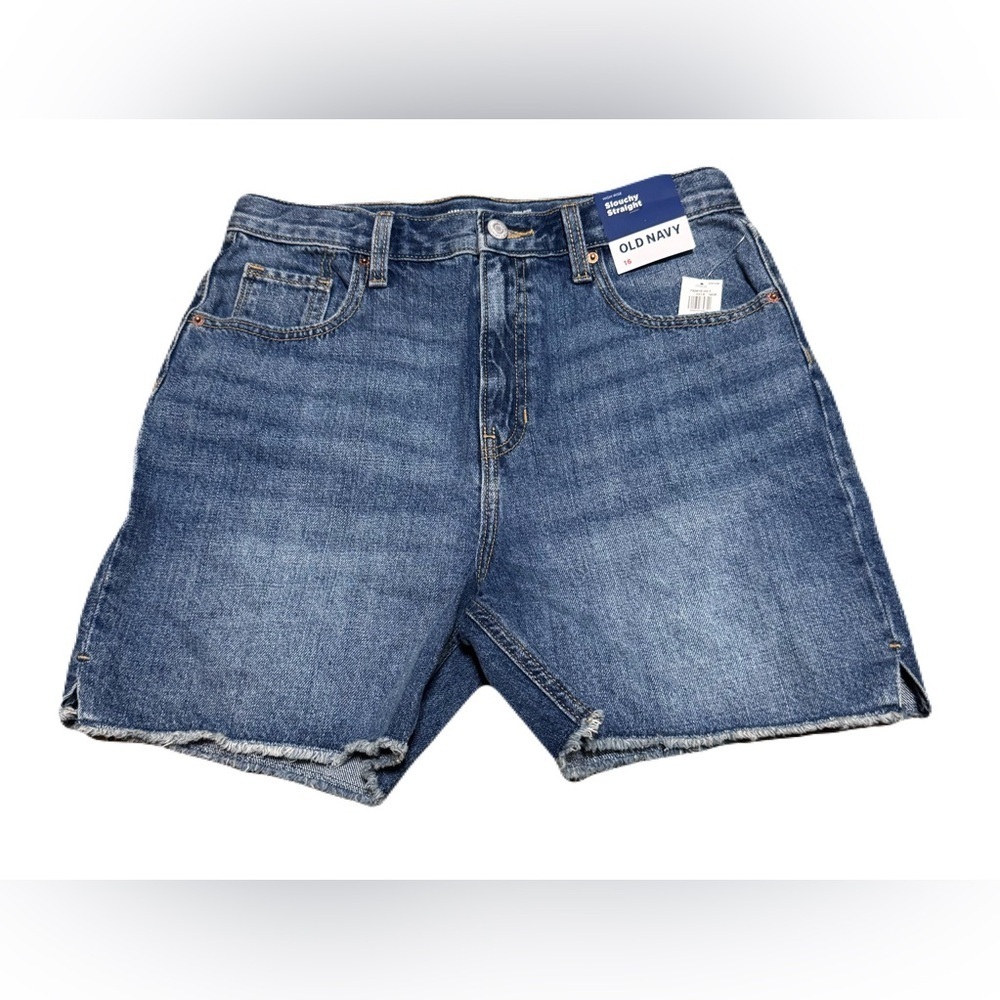 Old Navy High-Rise Slouchy Straight Distressed Denim Shorts Girl Size 16